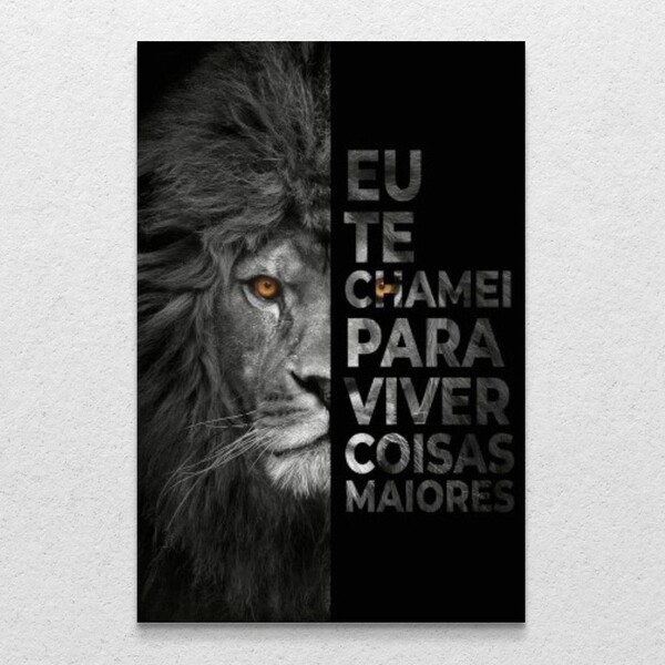 Quadro Decorativo Moderno Leão Eu Te Chamei Sem Moldura 80x12