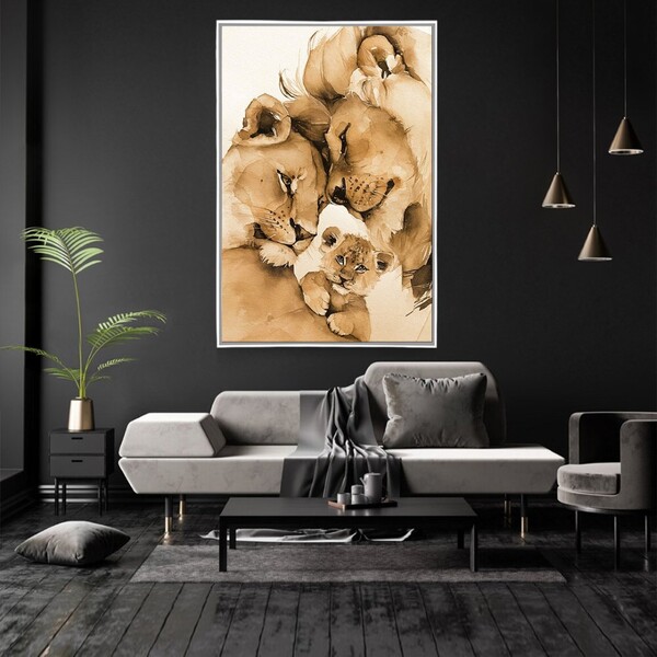 Quadro Decorativo Moderno Lion Amoroso Com Moldura E Sem Vidr