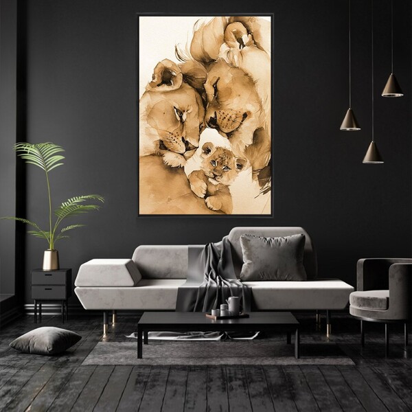 Quadro Decorativo Moderno Lion Amoroso Com Moldura E Sem Vidr