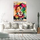 Quadro Decorativo Moderno Lion Aquarela Sem Moldura E Sem Vid