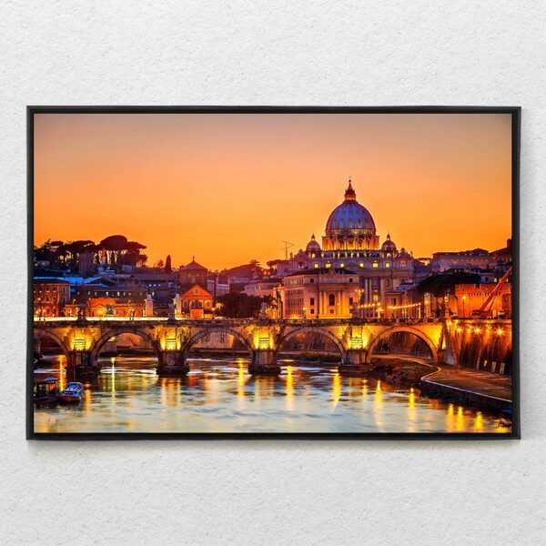 Quadro Decorativo Moderno Paisagem Roma Com Moldura E Sem Vid