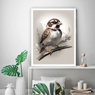 Quadro Decorativo Moderno Pássaro Bege 24x18cm - Com Vidro Mo