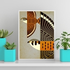 Quadro Decorativo Moderno Pássaros 45x34cm Moldura:madeira Br