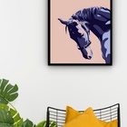 Quadro Decorativo Moderno Perfil Cavalo  - 70x50cm Moldura Pr