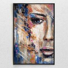 Quadro Decorativo Moderno Pintura Rosto Com Moldura E Sem Vid
