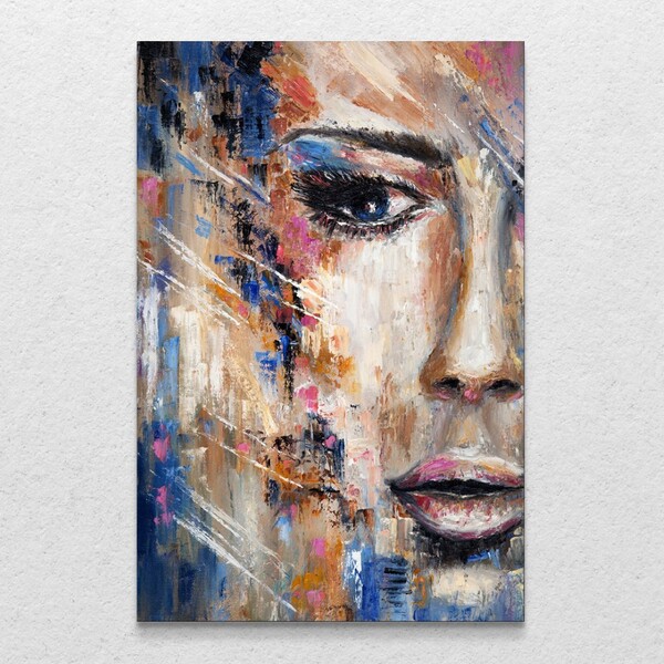 Quadro Decorativo Moderno Pintura Rosto Sem Moldura E Sem Vid