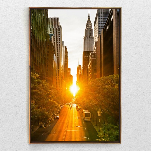 Quadro Decorativo Moderno Por Do Sol Na Cidade V Com Moldura
