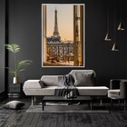 Quadro Decorativo Moderno Torre Eiffel Pela Janela Com Moldur