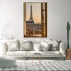 Quadro Decorativo Moderno Torre Eiffel Pela Janela Com Moldur