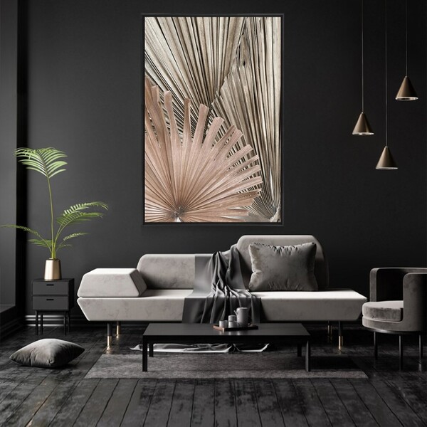 Quadro Decorativo Moderno Vertical Folha Seca Com Moldura E S