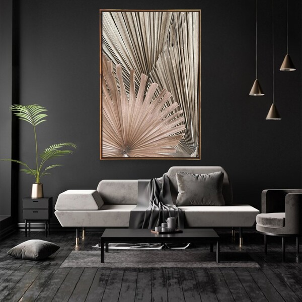 Quadro Decorativo Moderno Vertical Folha Seca Com Moldura E S