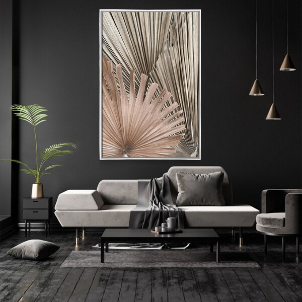 Quadro Decorativo Moderno Vertical Folha Seca Com Moldura E S