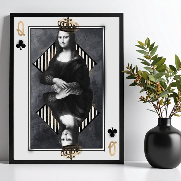 Quadro Decorativo Monalisa Carta De Baralho 24x18cm - Com Vid