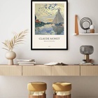 Quadro Decorativo Monet Barcos  - 70x50cm Moldura Preta