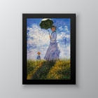 Quadro Decorativo Monet Mulher Com Sombrinha 24x18cm - Com Vi
