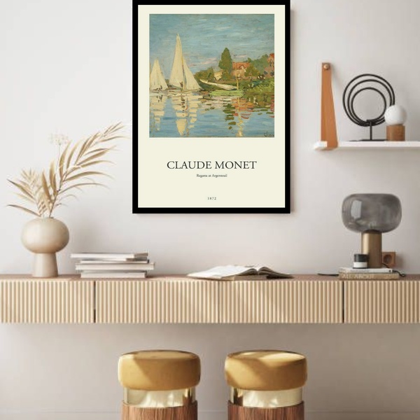 Quadro Decorativo Monet Regatta At Argenteuil  - 70x50cm Mold