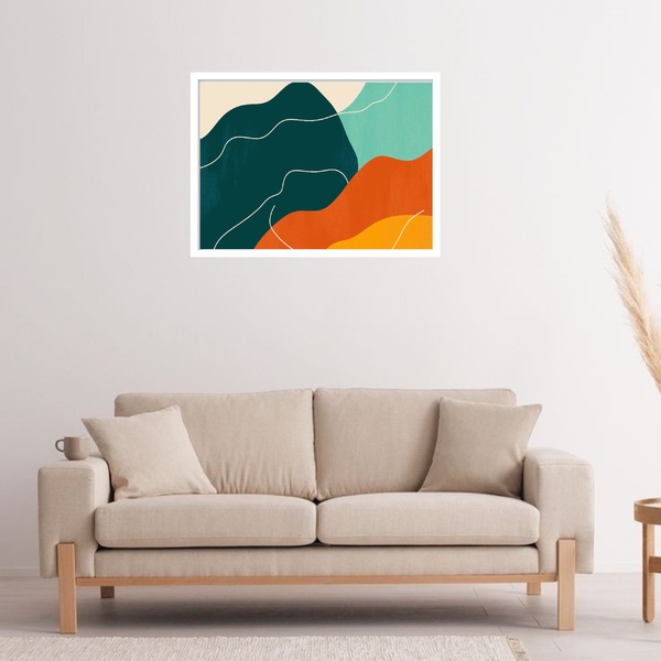 Quadro Decorativo Montanhas Abstrato  - 50x70cm Moldura Preta