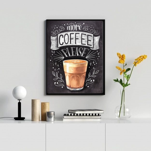 Quadro Decorativo More Coffee Please 33x24cm - Com Vidro Mold