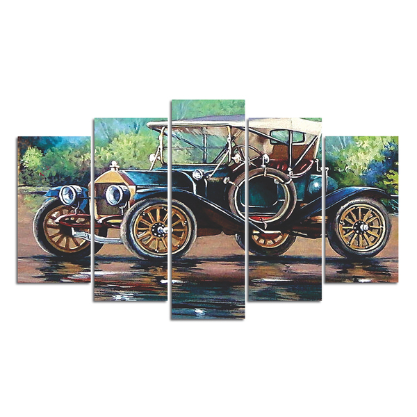 Quadro Decorativo Mosaico Carro Calhambeque 5 Peças 110x60cm