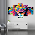 Quadro Decorativo Mosaico Leão Colorido