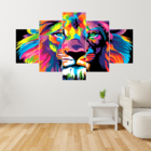 Quadro Decorativo Mosaico Leão Colorido