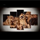 Quadro Decorativo Mosaico Sala Quarto Familia Leão 5 Peças Mdf