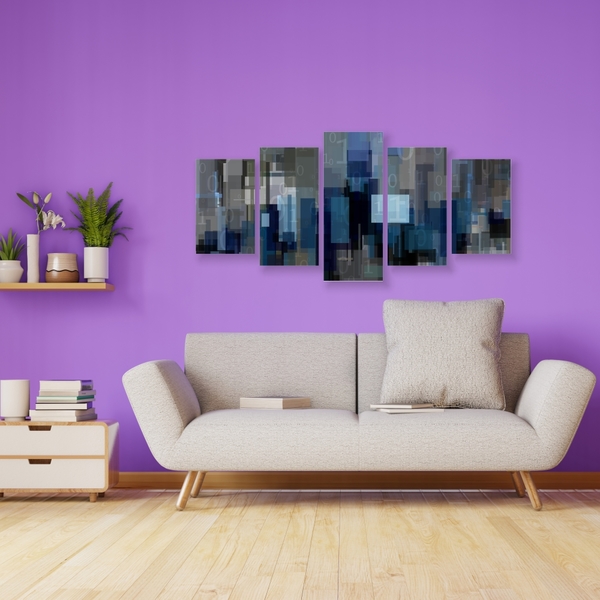 Quadro Decorativo Mosaico Tendenci Abstrato Blue Matrix 133x63cm Leroy Merlin