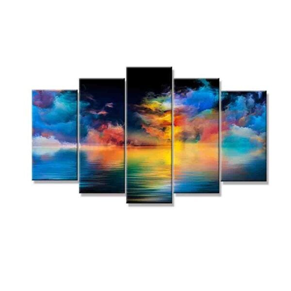 Quadro Decorativo Mosaico Tendenci Abstrato - Nuvens E Cores