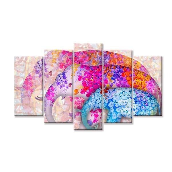 Quadro Decorativo Mosaico Tendenci Animais - Flowered Elephan