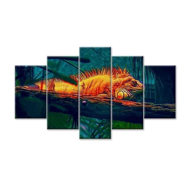Quadro Decorativo Mosaico Tendenci Animais - Iguana