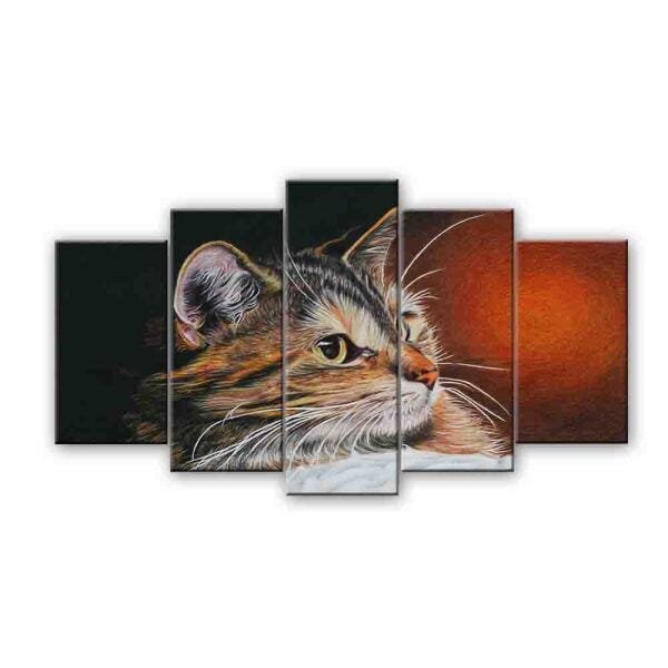 Quadro Decorativo Mosaico Tendenci Animais - Whiskers