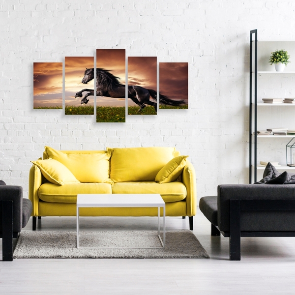 Quadro Decorativo Mosaico Tendenci Animal Cavalo Esquetrian -