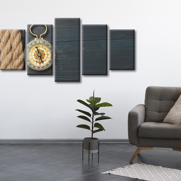 Quadro Decorativo Mosaico Tendenci Conceitual Bussula Nautica 133x63cm Leroy Merlin