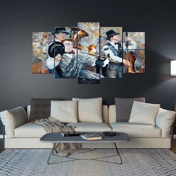 Quadro Decorativo Mosaico Tendenci Hobbies Jazz Band - 133x63
