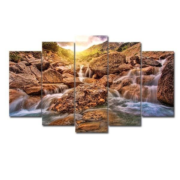 Quadro Decorativo Mosaico Tendenci Paisagens - Rocky Waterflow