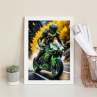 Quadro Decorativo Moto Esportiva- Motociclista 33x24cm - Com