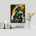 Quadro Decorativo Moto Esportiva- Motociclista 33x24cm Moldur