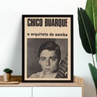 Quadro Decorativo Mpb Reportagem Chico 33x24cm - Com Vidro Mo