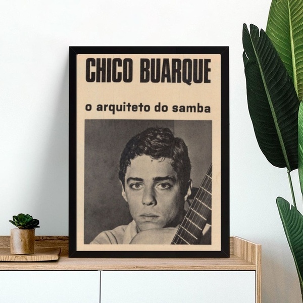 Quadro Decorativo Mpb Reportagem Chico 45x34cm - Com Vidro Mo