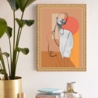 Quadro Decorativo Mulher Abstrato 45x34cm Moldura Branca