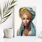 Quadro Decorativo Mulher Africana Turbante azul 24x18cm Moldu