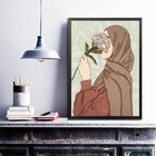 Quadro Decorativo Mulher Árabe 33x24cm - Com Vidro Moldura:ma