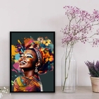 Quadro Decorativo Mulher Arte Africana 33x24cm - Com Vidro Mo