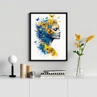 Quadro Decorativo Mulher Borboletas Azul E Amarelo 45x34cm -