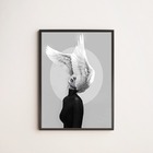 Quadro Decorativo Mulher Com Asas Na Cabeça 45x34cm - Com Vid