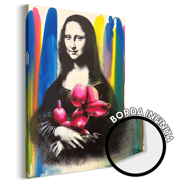 Quadro Decorativo Mulher Com Balões Grafite Colorido 40x60