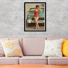 Quadro Decorativo Mulher Com Carro Dos Anos 50 45x34cm A3 (45