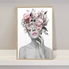 Quadro Decorativo Mulher Com Flores Surreal
