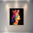 Quadro Decorativo Mulher Com Lobo Colorido Moderno