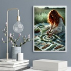 Quadro Decorativo Mulher Com Mandala 24x18cm Moldura Preta